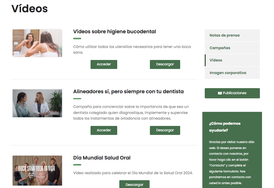 WEb videos higiene oral Consejo